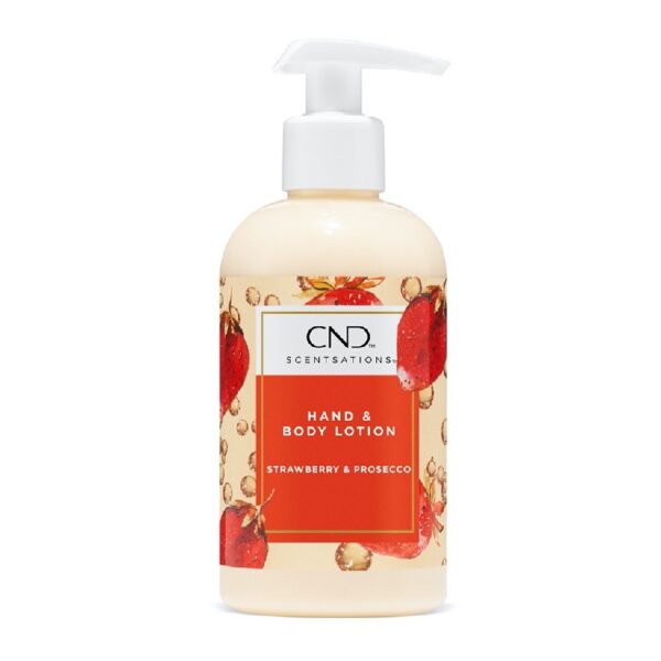 håndlotion fra CND Scentsation, limited udgave med Strawberrry & prosecco duft. En Plejende og blødgørende hånd creme